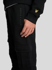 Lyle & Scott Black Boys Cargo Jersey 100% Cotton Joggers - Image 4 of 4