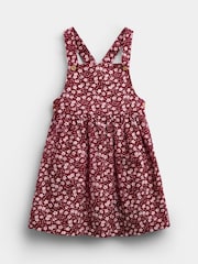 JoJo Maman Bébé Plum Floral Cord Pinafore Dress & Top Set - Image 4 of 7