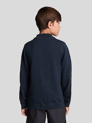 Lyle & Scott Navy Blue Boys Half Zip Knitted 100% Cotton Jumper - Image 3 of 6