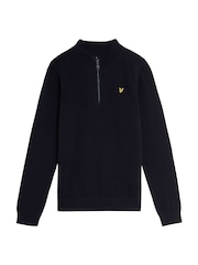 Lyle & Scott Navy Blue Boys Half Zip Knitted 100% Cotton Jumper - Image 5 of 6