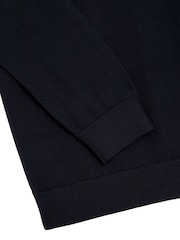 Lyle & Scott Navy Blue Boys Half Zip Knitted 100% Cotton Jumper - Image 6 of 6