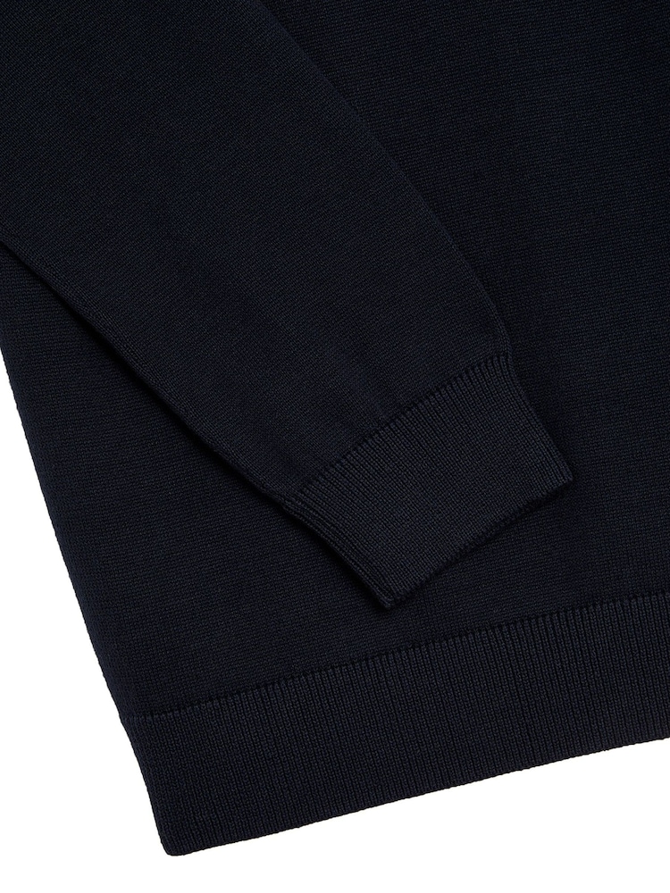 Lyle & Scott Navy Blue Boys Half Zip Knitted 100% Cotton Jumper - Image 6 of 6