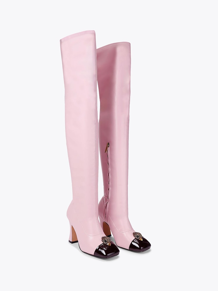 Kurt Geiger London Pink Belgravia Cap Over The Knee Boots - Image 2 of 4 Kurt Geiger London Pink Belgravia Cap Over The Knee Boots - Image 2 of 4