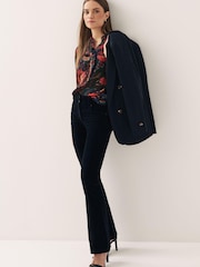 Violett geblümt mit Patchworkmuster - Langärmelige Rüschenbluse - Bild 2 von 6