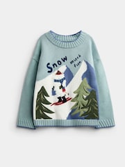 JoJo Maman Bébé Light Blue Yeti Embroidered Jumper - Image 1 of 4