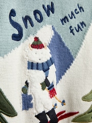 JoJo Maman Bébé Light Blue Yeti Embroidered Jumper - Image 3 of 4