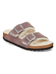 Birkenstock Purple Arizona Suede Shearling Sandals - Image 4 of 4