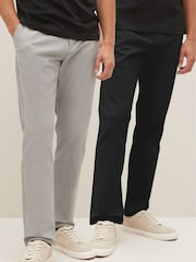 Black/Grey Slim Stretch Chino Trousers 2 Pack - Image 1 of 12
