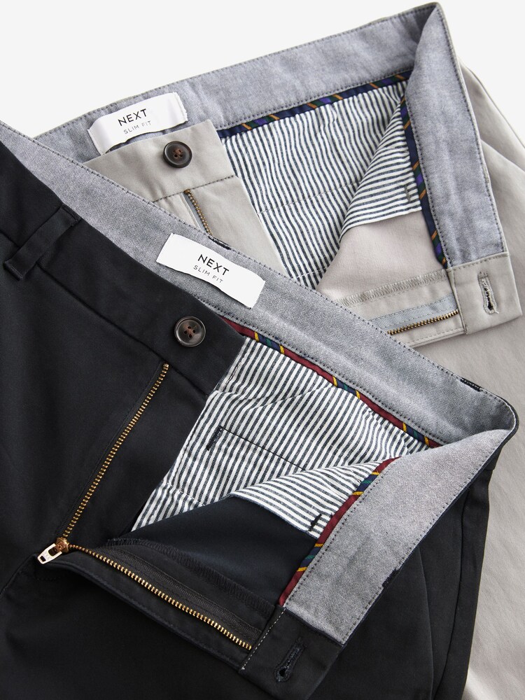Noir/Gris - 2 de pantalons chino extensibles - Image 11 of 12
