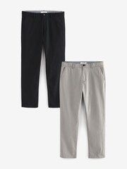 Black/Grey Slim Stretch Chino Trousers 2 Pack - Image 8 of 12