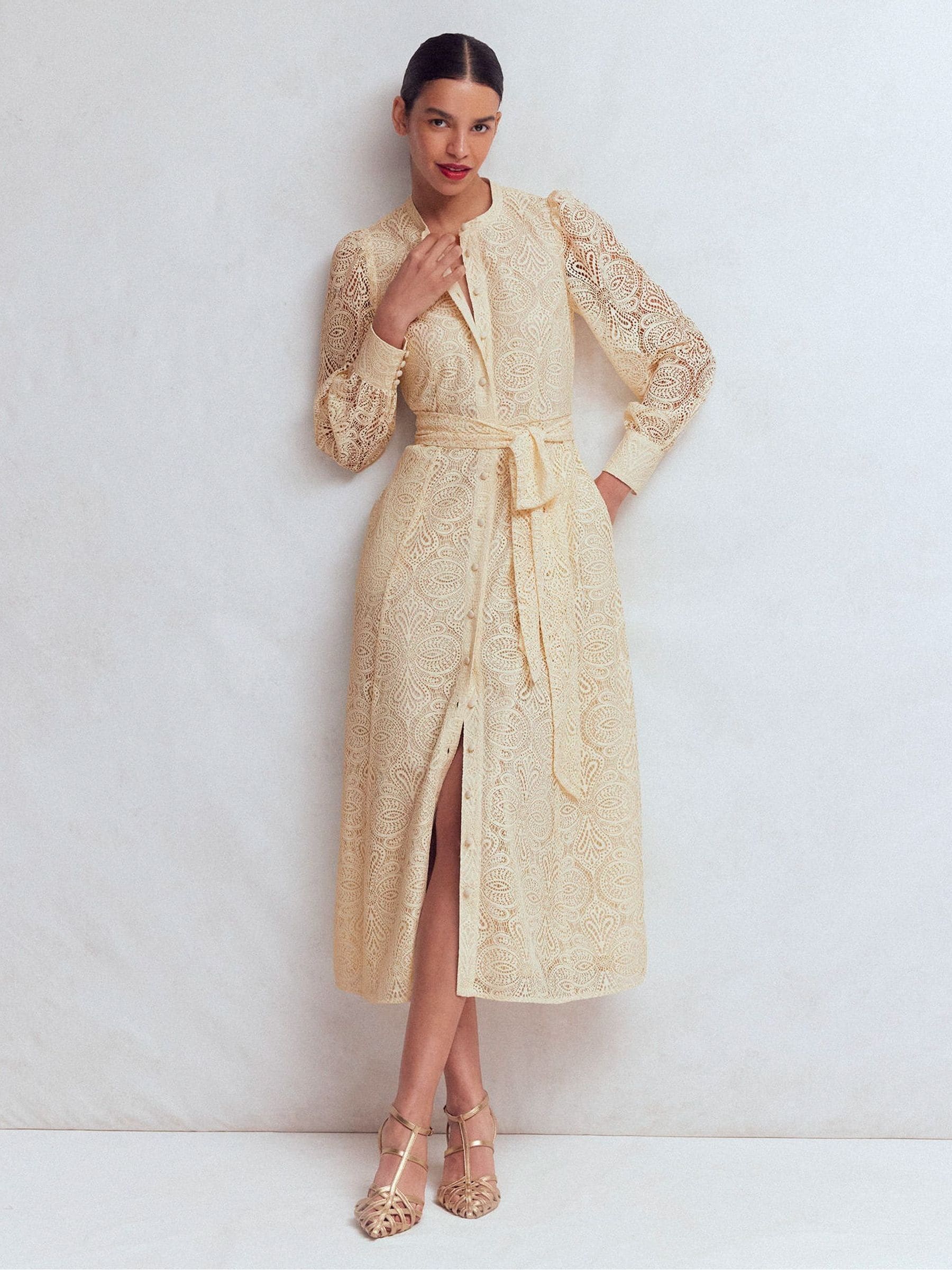 Buy Boden Cream Blouson Sleeve Lace Dress from Next USA
