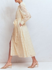 Boden Cream Blouson Sleeve Lace Dress - Image 6 of 7