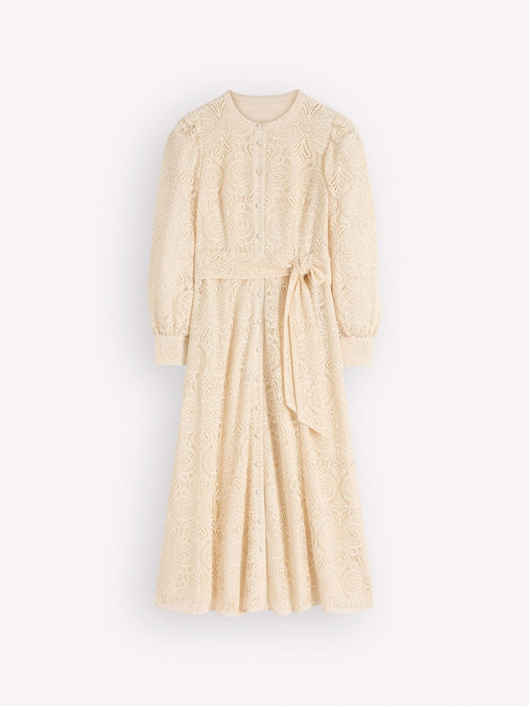 Boden Cream Blouson Sleeve Lace Dress - Image 7 of 7