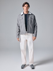 Blue Borg Collared Denim Trucker Jacket - Image 2 of 11