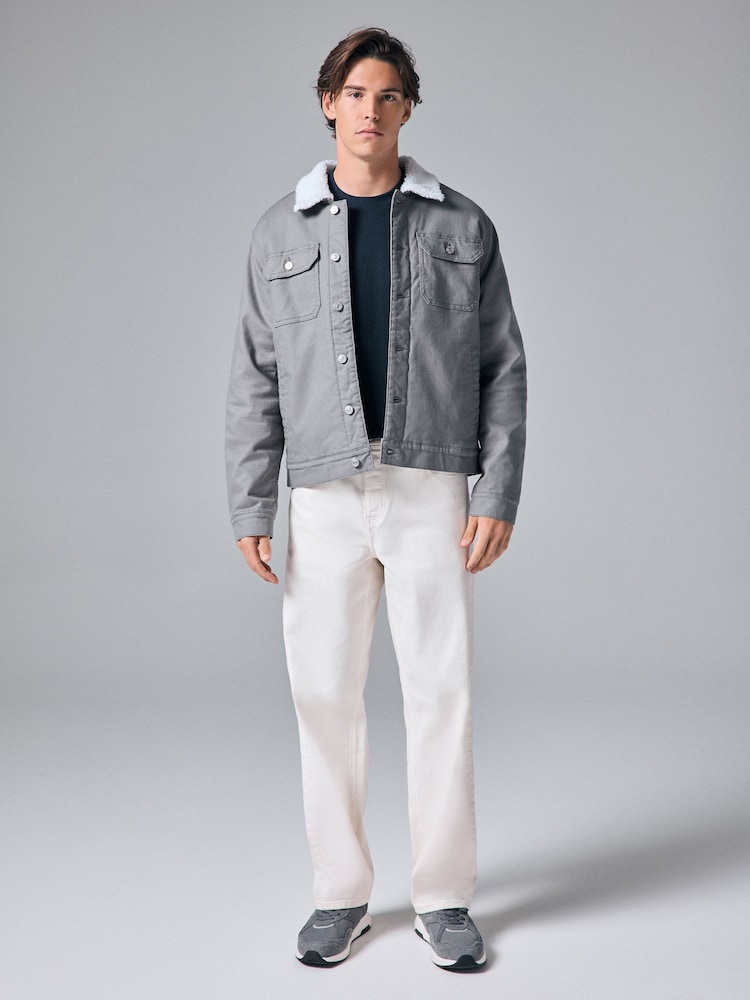 Blue Borg Collared Denim Trucker Jacket - Image 2 of 11
