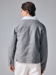 Blue Borg Collared Denim Trucker Jacket - Image 3 of 11