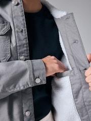 Blue Borg Collared Denim Trucker Jacket - Image 4 of 11