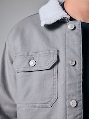 Blue Borg Collared Denim Trucker Jacket - Image 5 of 11