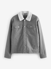 Blue Borg Collared Denim Trucker Jacket - Image 7 of 11