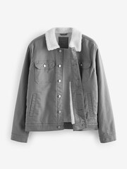 Blue Borg Collared Denim Trucker Jacket - Image 8 of 11