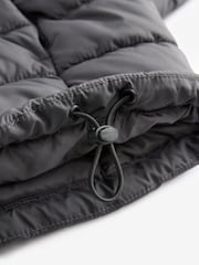 Charcoal Grey Shower Resistant Lightweight Hooded Puffer Coat Jacket - Image 13 of 13