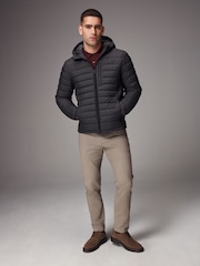 Charcoal Grey Shower Resistant Lightweight Hooded Puffer Coat Jacket - Image 2 of 13