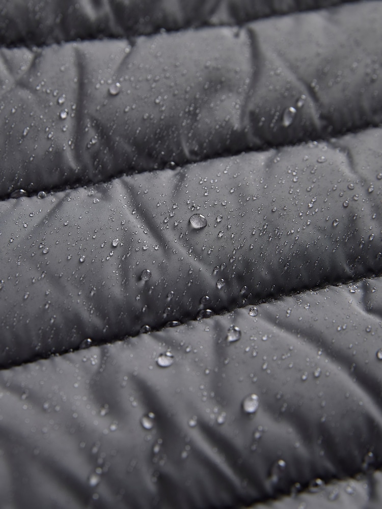 Charcoal Grey Shower Resistant Lightweight Hooded Puffer Coat Jacket - Image 4 of 13