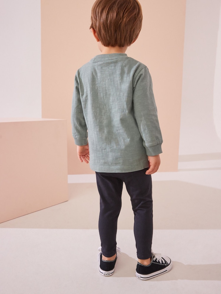 Green Dinosaur Long Sleeve 100% Cotton Top and Leggings Set (3mths-7yrs) - Image 2 of 8