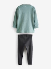 Green Dinosaur Long Sleeve 100% Cotton Top and Leggings Set (3mths-7yrs) - Image 7 of 8