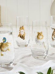 Set of 4 White Royal Worcester Wrendale High Ball Glasses - Image 1 of 2