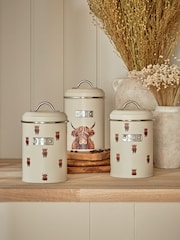 Set of 3 Natural Hamish Badge Coffee, Tea and Sugar Storage Jars - Image 1 of 3