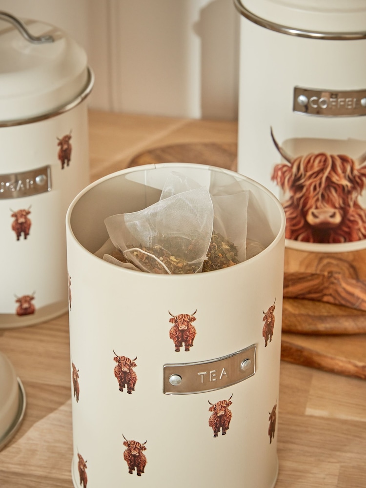 Set of 3 Natural Hamish Badge Coffee, Tea and Sugar Storage Jars - Image 2 of 3