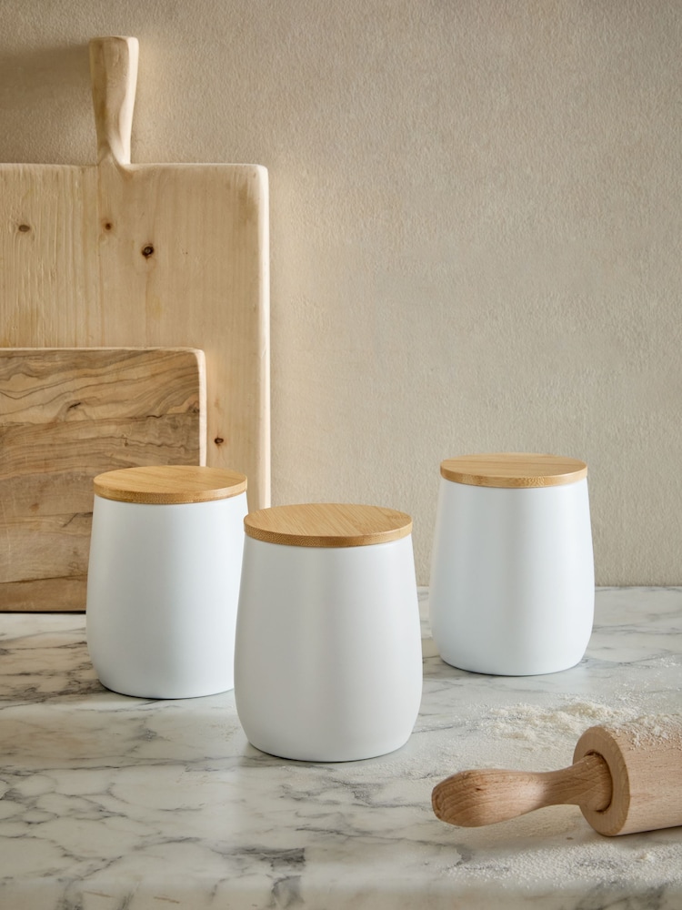Set of 3 White Moderna Storage Tins - Image 2 of 4