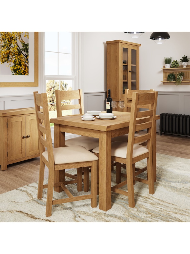K Interiors Oak Canterbury Solid Wood 1m Butterfly Extending Table - Image 1 of 6