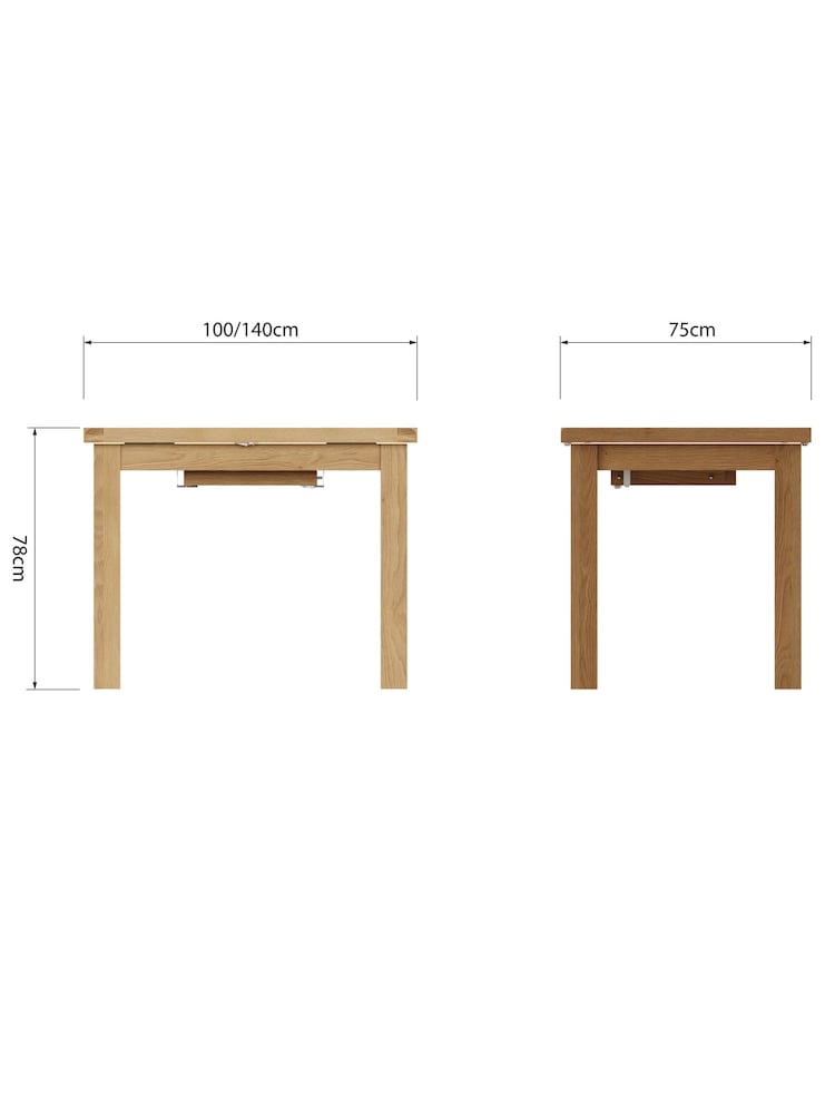 K Interiors Oak Canterbury Solid Wood 1m Butterfly Extending Table - Image 6 of 6
