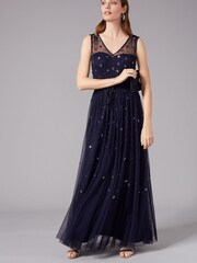 Phase Eight Blue Marcia Sequin Tulle Dress - Image 1 of 5