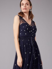 Phase Eight Blue Marcia Sequin Tulle Dress - Image 3 of 5