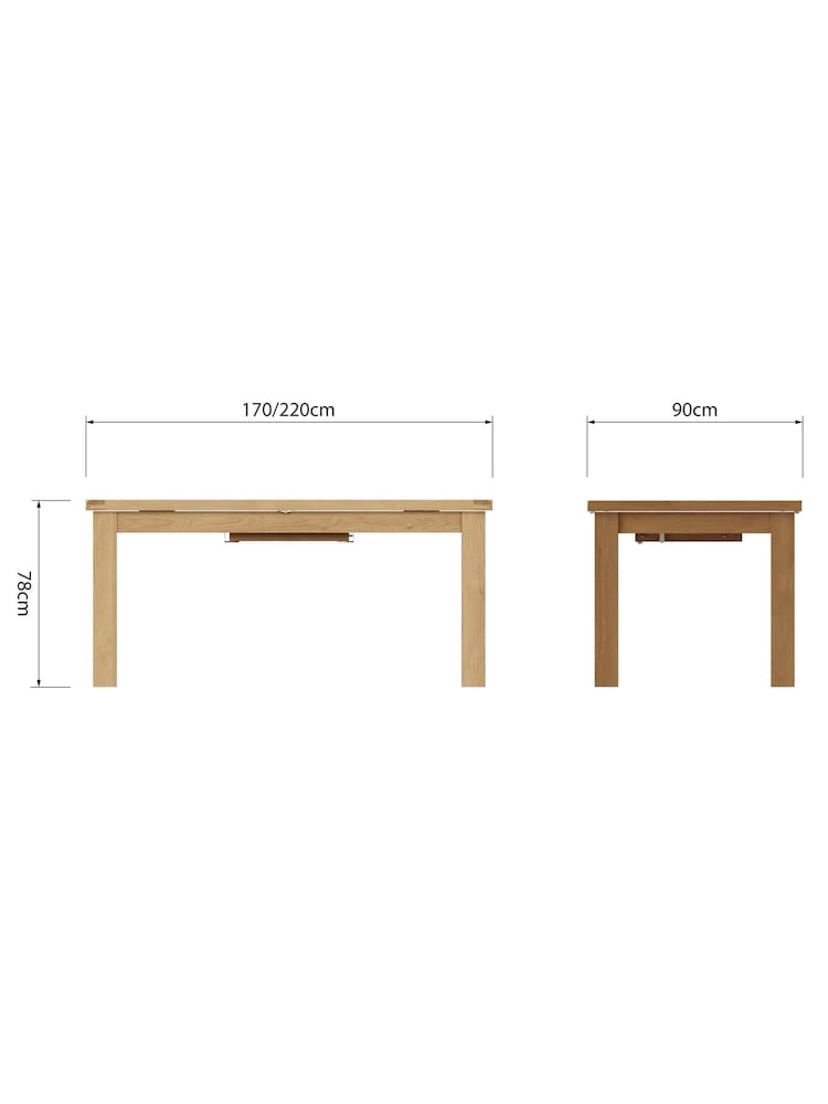 K Interiors Oak Canterbury Solid Wood 1.7m Butterfly Extending Table - Image 6 of 6