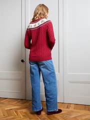 JoJo Maman Bébé Red Reindeer Women's Long Sleeve Christmas Fairisle Jumper - Image 3 of 4