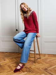 JoJo Maman Bébé Red Reindeer Women's Long Sleeve Christmas Fairisle Jumper - Image 4 of 4