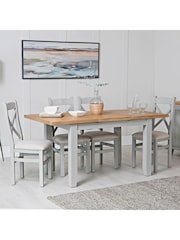 K Interiors Grey Oak Windsor Solid Wood 1.2m Butterfly Extending Table - Image 1 of 6