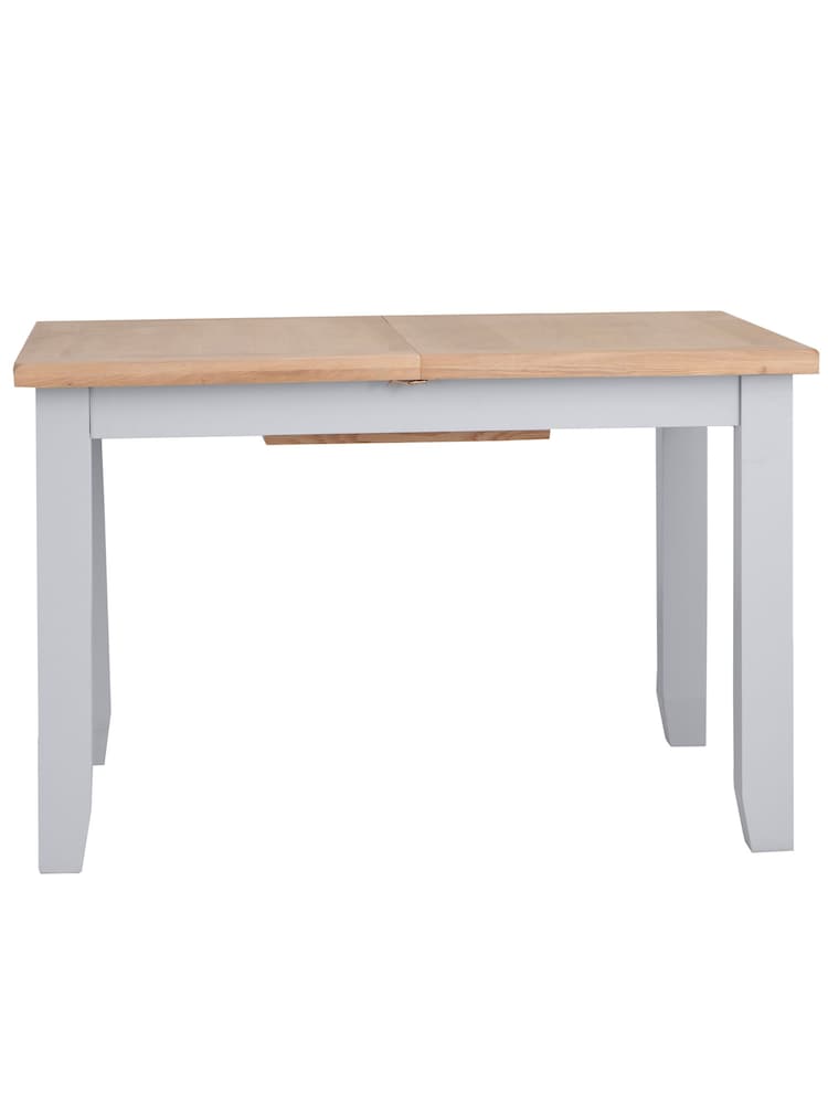 K Interiors Grey Oak Windsor Solid Wood 1.2m Butterfly Extending Table - Image 2 of 6
