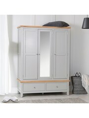 K Interiors Grey Windsor Solid Wood Triple, 2 Drawers Wardrobe - Image 1 of 6
