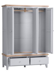 K Interiors Grey Windsor Solid Wood Triple, 2 Drawers Wardrobe - Image 3 of 6