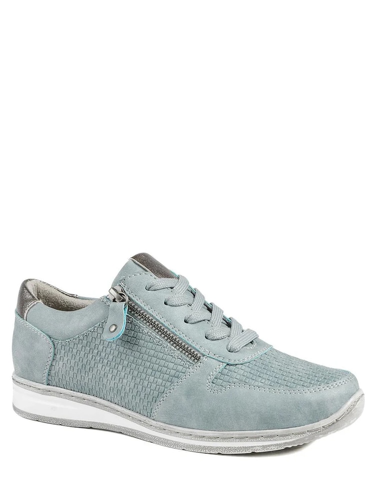 Pavers Denim Blue Wide Fit Casual Zip & Lace Trainers - Image 1 of 5
