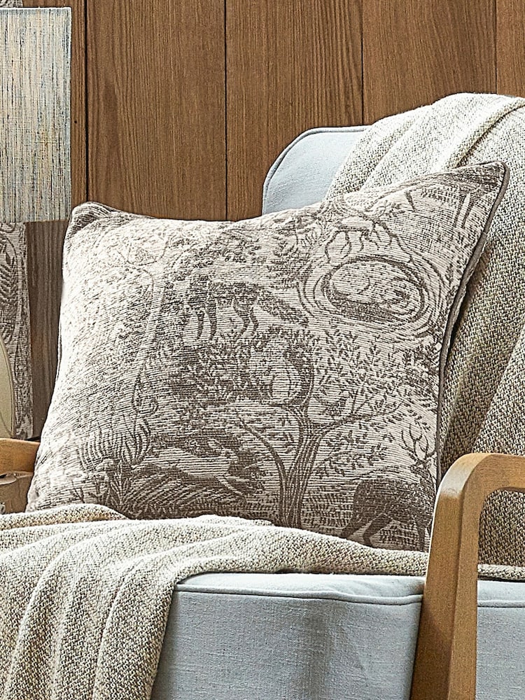 Furn Taupe Winter Woods Animal Chenille Cushion - Image 1 of 6 Furn Taupe Winter Woods Animal Chenille Cushion - Image 1 of 6