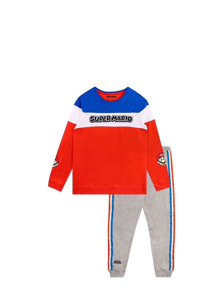 Character Orange/Grey 100% Cotton Super Mario Joggers Set - Image 1 of 5