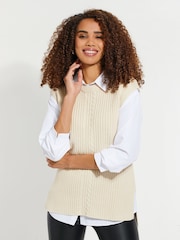 Threadbare Cream Cable Detail Knitted Vest - Image 1 of 4