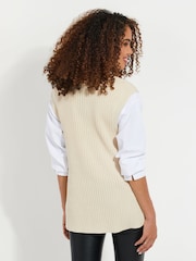 Threadbare Cream Cable Detail Knitted Vest - Image 2 of 4