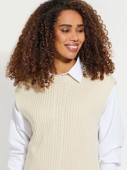 Threadbare Cream Cable Detail Knitted Vest - Image 4 of 4